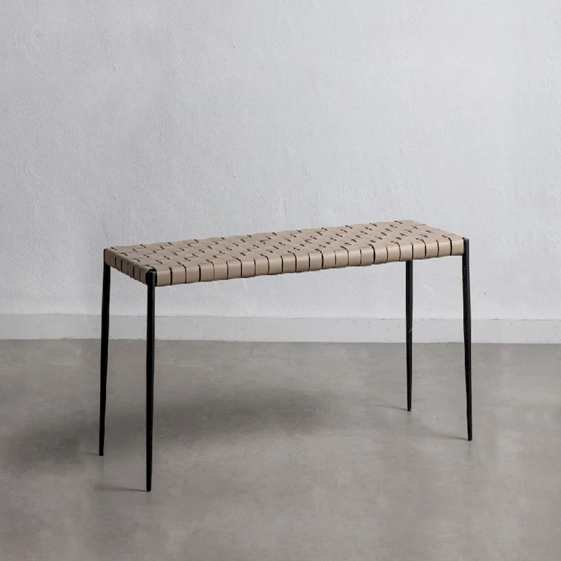 Bank / Couchtisch aus Ledergeflecht im Mid-Century-Stil (71 cm oder 119 cm)