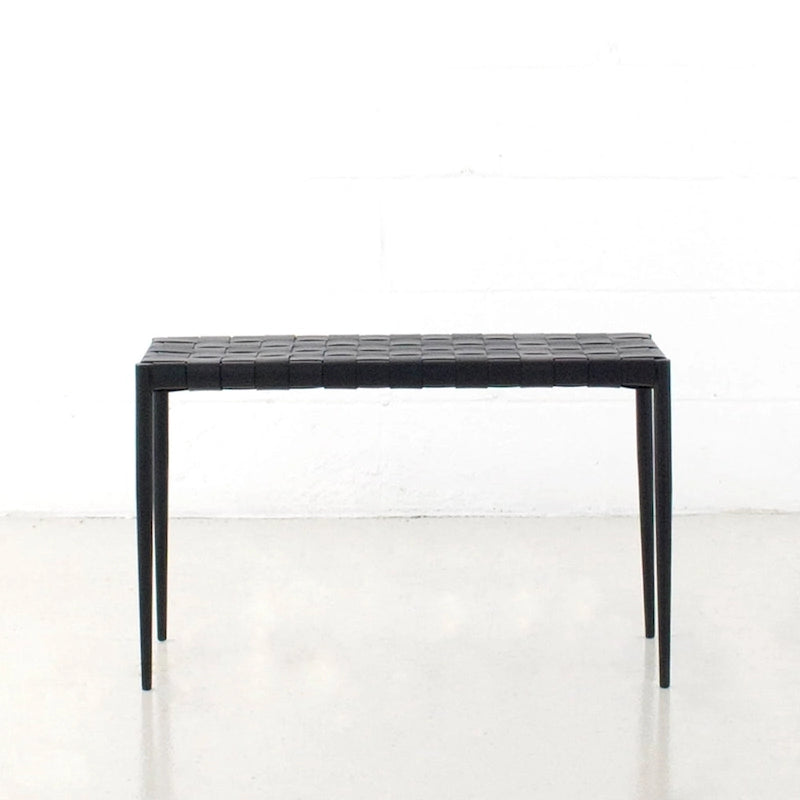 Bank / Couchtisch aus Ledergeflecht im Mid-Century-Stil (71 cm oder 119 cm)