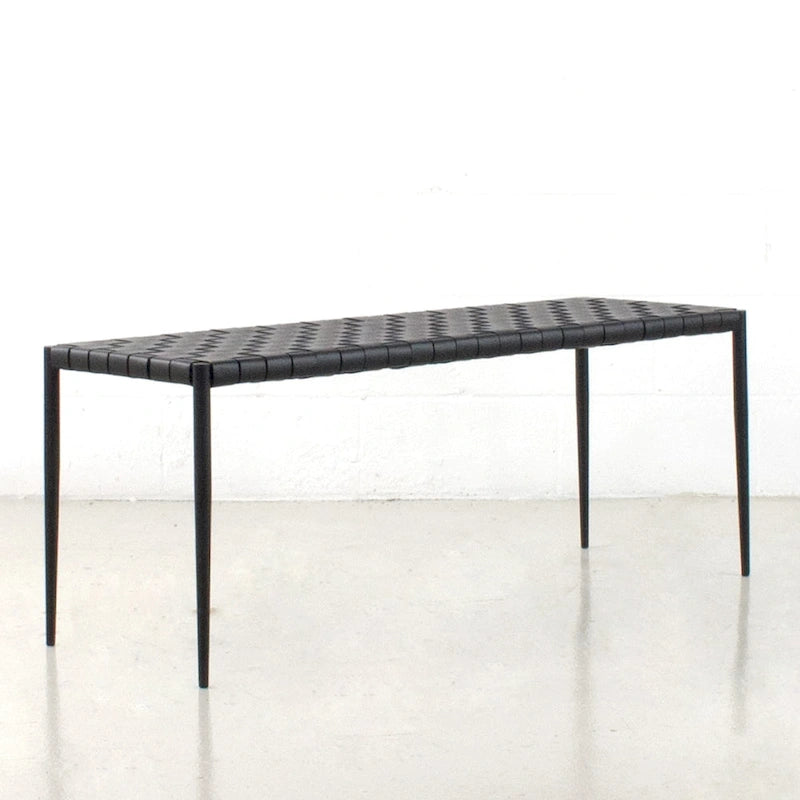 Bank / Couchtisch aus Ledergeflecht im Mid-Century-Stil (71 cm oder 119 cm)