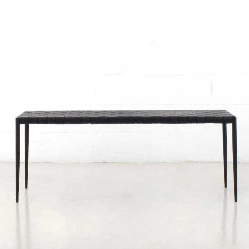 Bank / Couchtisch aus Ledergeflecht im Mid-Century-Stil (71 cm oder 119 cm)