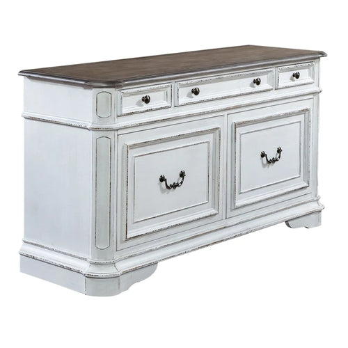 Sideboard in Antikweiß und verwitterter Rinde