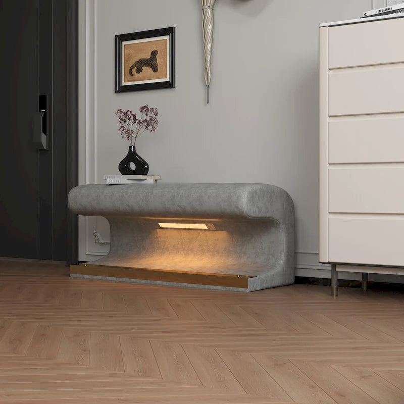 Eingangsbank mit Lederbezug und LED-Sensorlicht